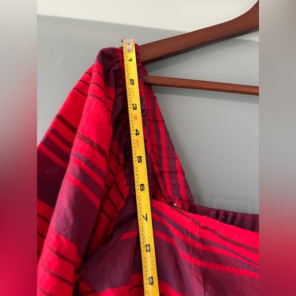 Women’s Striped Square Neck Balloon Sleeve Puffed Sleeve Blouse Top Size Small - Picture 5 of 9